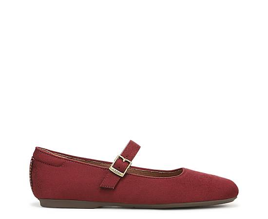 Dr. Scholl's Women's Wexley Jane Mary Ballet Flat Shoes Burgundy Microsuede DRSCH Leather 11.0 M