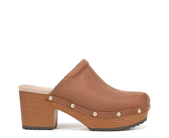 Dr. Scholl's Women's Classic Joy Platform Clog Shoes Honey Brown Microsuede DRSCH 8.5 M