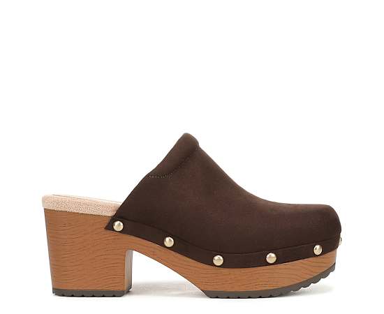 Dr. Scholl's Women's Classic Joy Platform Clog Shoes Dark Umber Microsuede DRSCH 11.0 M