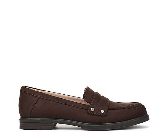 Dr. Scholl's Women's Hello Slip On Penny Loafers - Dark Umber Microfiber