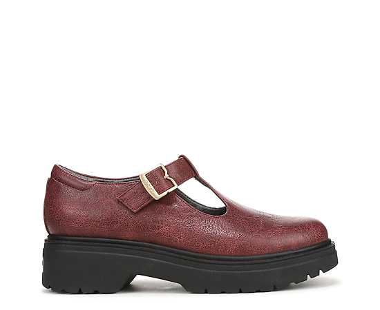 Dr. Scholl's Women's Bring It-Jane Platform Mary Jane Shoes - Burgundy Faux Leather