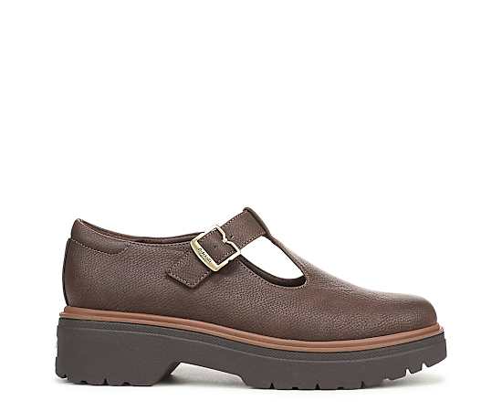 Dr. Scholl's Women's Bring It-Jane Platform Mary Jane Shoes - Dark Brown Faux Leather