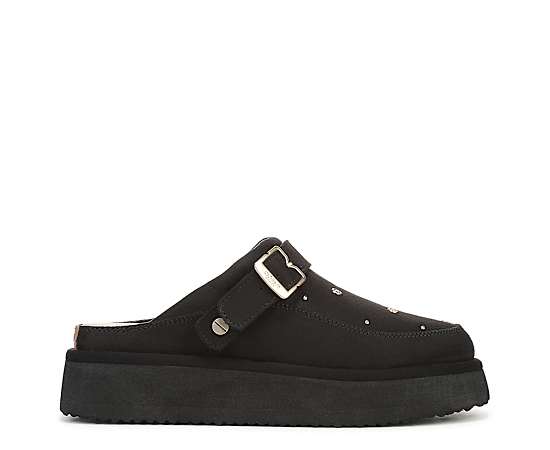 Dr. Scholl's Women's Chill Out Iconic Stud Slip-On Mule Clogs - Black Microsuede