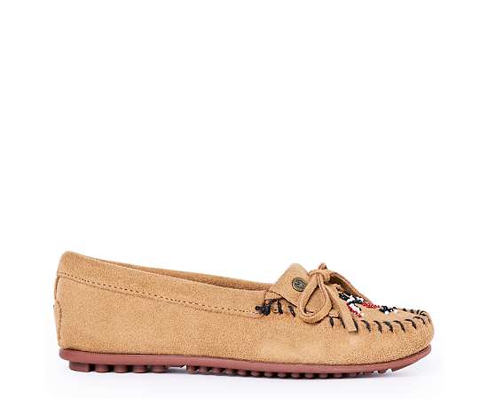 Womens Minnetonka Thunderbird "Animikii" Hardsole Moccasin - Taupe