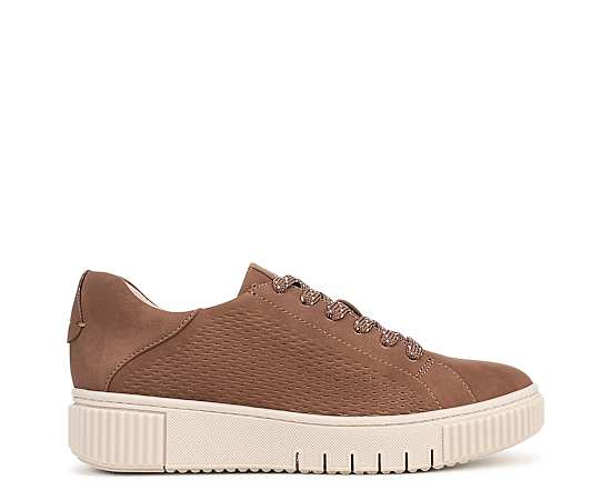 Naturalizer Women's Turner Lace-Up Round Toe Sneakers - Mid Brown Faux Leather
