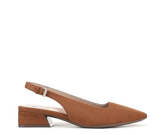 Naturalizer Ginger Slingback Shoes, Dark Chestnut Brown Microfiber, 10.0W Block Heels, Strap