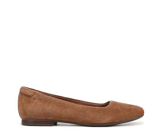 Naturalizer Kelly Ballet Flat Shoes, Dark Chestnut Brown Suede, 11.0W Slip-On Fit