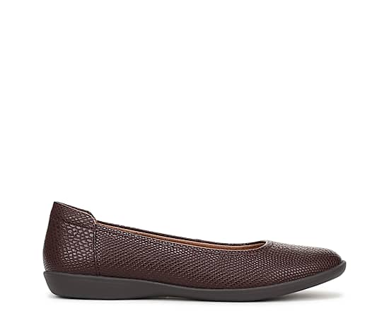 Naturalizer Flexy Slip On Ballet Flats - Merlot Red Snake Faux Leather