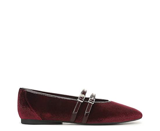 Naturalizer Women's Crista2 Mary Jane Flats - Merlot Red Velvet