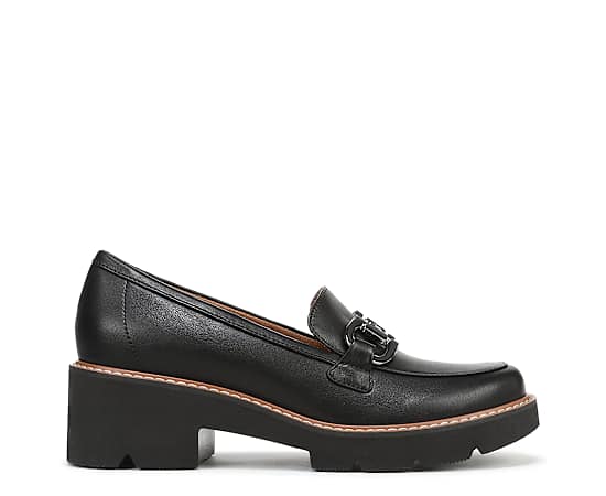 Naturalizer Corrine Platform Loafer Shoes, Black Faux Leather, 7.5M Round Toe