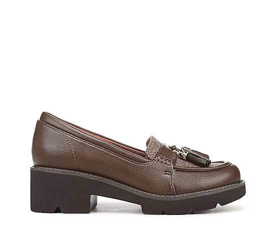 Naturalizer Committed Lug Sole Loafers - Brown Faux Leather/Wool