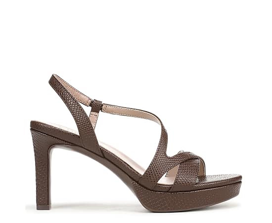 Naturalizer Women's Abby Open Square Toe Platform Dress Sandals - Brown Snake Faux Leather