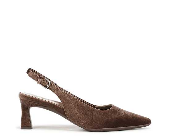 Naturalizer Tansy Slingback Dress Shoes, Cinnamon Brown Velvet Microfiber, 8.0M Strap, Non-Slip Outsole