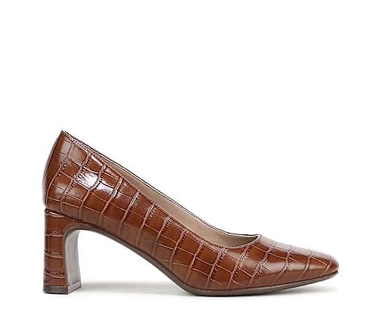 Naturalizer Women's Yuri Slip-On Pumps - Dark Brown Croco Faux Leather