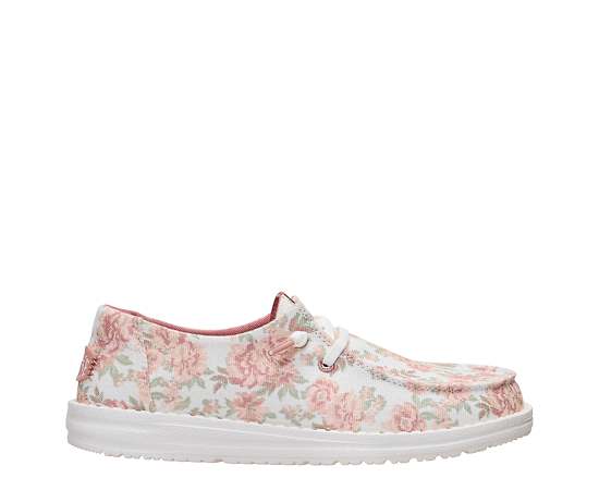 HEYDUDE | Women's Casual | Wendy Washed Floral - Snow White/Pink/Multi | Size 12