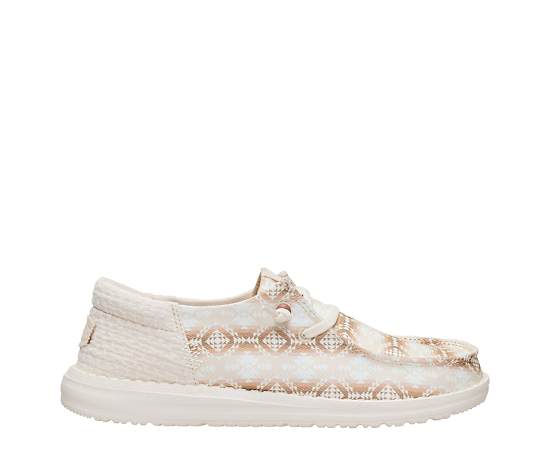 HEYDUDE | Women's Casual | Wendy Funk Waffle Teton - Parchment/Multi | Size 9