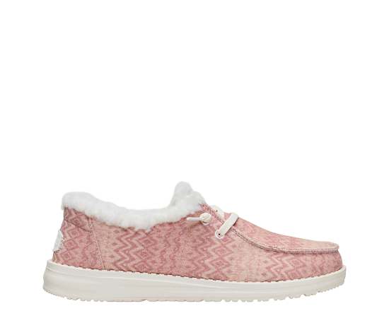 HEYDUDE | Women's Casual | Wendy Stretch Jersey Fair Isle - Whisper Pink/Multi | Size 11