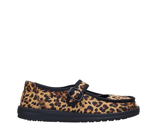 HEYDUDE | Women's Casual | Wendy Jane Washed Twill - Leopard/Black | Size 7