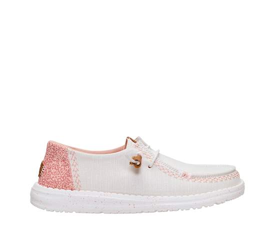 HEYDUDE | Women's Casual | Wendy Boho Butterfly - Snow White/Pink | Size 6