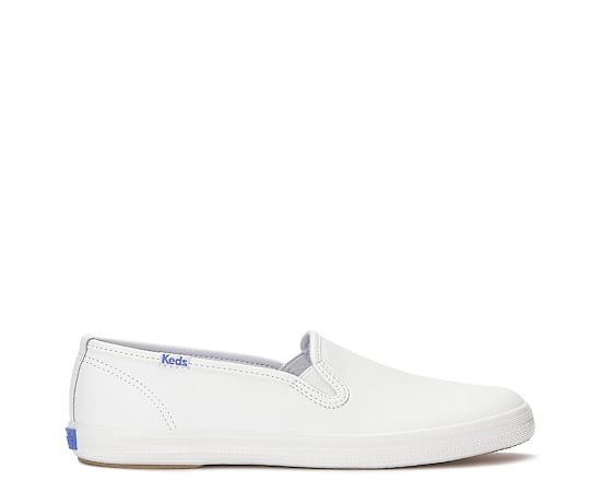 Keds Women's Champion Leather Slip-On Sneakers in White size 7 - M