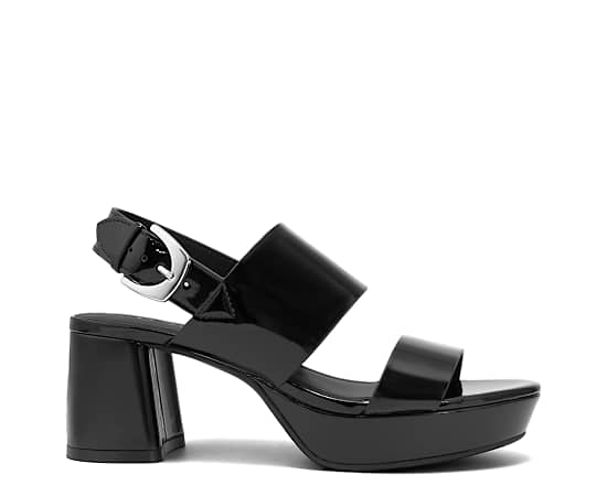 Aerosoles Women's Camilia Round Toe Platform Sandals - Black Faux Suede