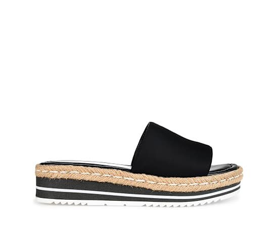 Journee Collection Women's Rosey Espadrille Platform Wedge Sandals - Black