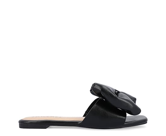 Journee Collection Women's Fayre Oversized Bow Flat Sandals - Black