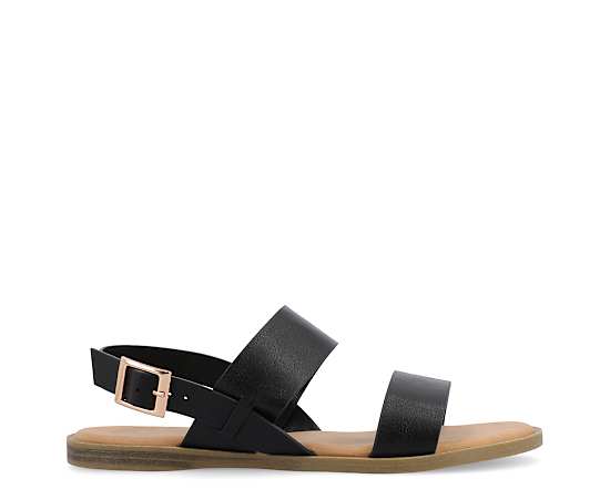Journee Collection Womens Lavine Slingback Strap Flat Sandals, 6 1/2 Wide, Black