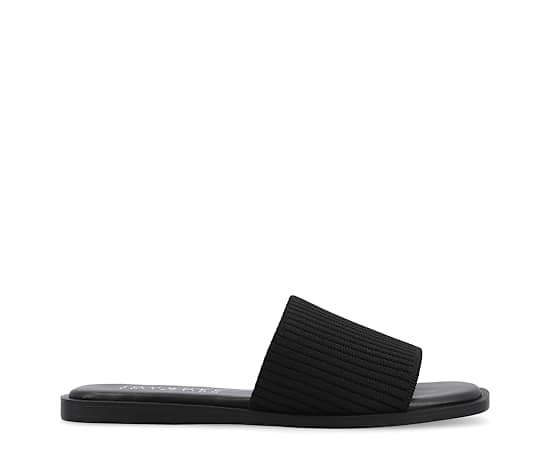 Journee Collection Womens Prisilla Flat Sandals, 8 Medium, Black