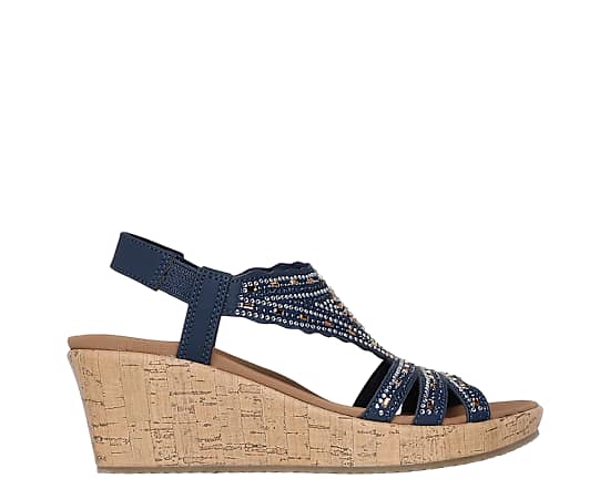 SKECHERS-WOMENS BEVERLEE DAZZLING CHARM WEDGE SANDAL