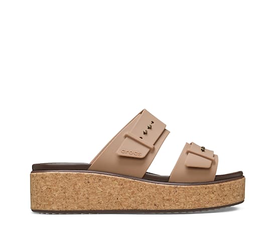 WOMENS BROOKLYN CORK BUCKLE LOW WEDGE SANDAL