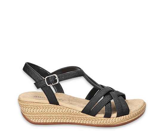 Easy Street Women's Lua Wedge Heel Sandals - Black