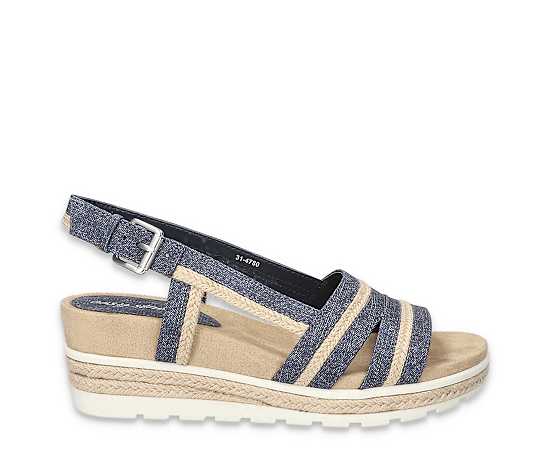 Easy Street Women's Mel Wedge Heel Sandals - Jeans