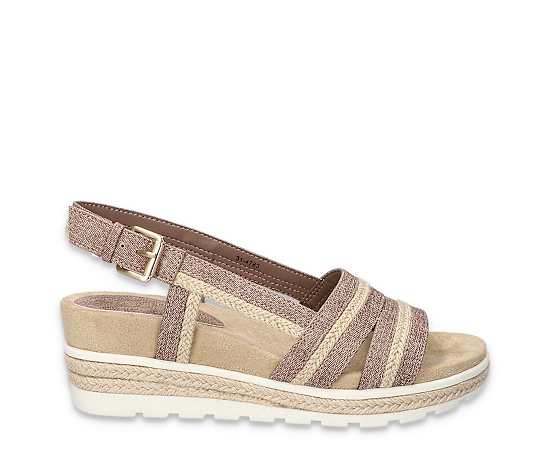 Easy Street Women's Mel Wedge Heel Sandals - Light Brown
