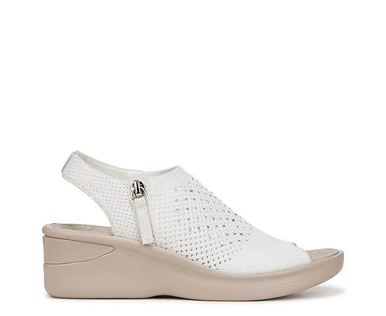 LifeStride Women's Starlet Washable Slingback Wedge Sandals - Bright White Knit Fabric