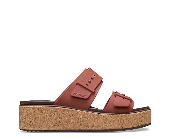 WOMENS BROOKLYN CORK BUCKLE LOW WEDGE SANDAL