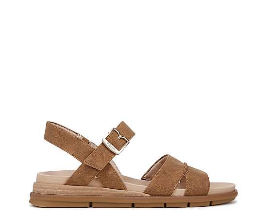 Dr. Scholl's Women's Timeless Fun Open Round Toe Strappy Sandals - Honey Brown Faux Leather