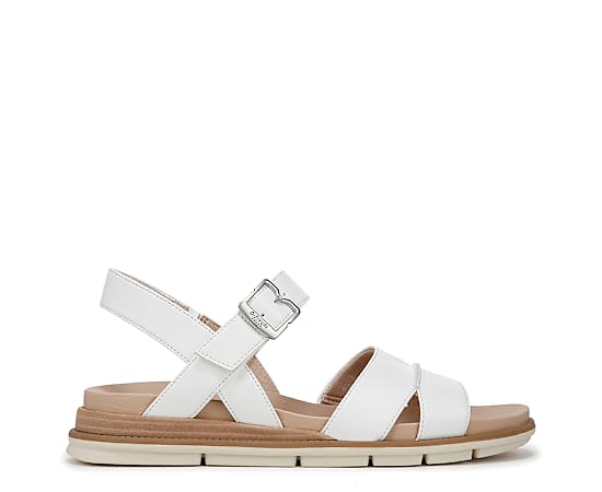 Dr. Scholl's Women's Timeless Fun Open Round Toe Strappy Sandals - White Faux Leather
