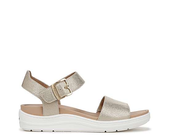 Dr. Scholl's Women's Time Off Sky Sport Wedge Sandals - Gold Faux Leather