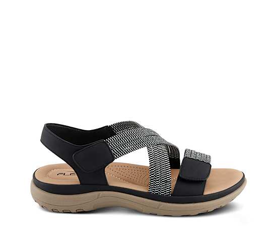 Flexus Women's Crossbeam Sport Sandal with Adjustable Strap - Black