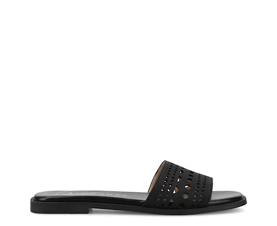 Journee Collection Womens Brodie Flat Sandals, 9 Medium, Black