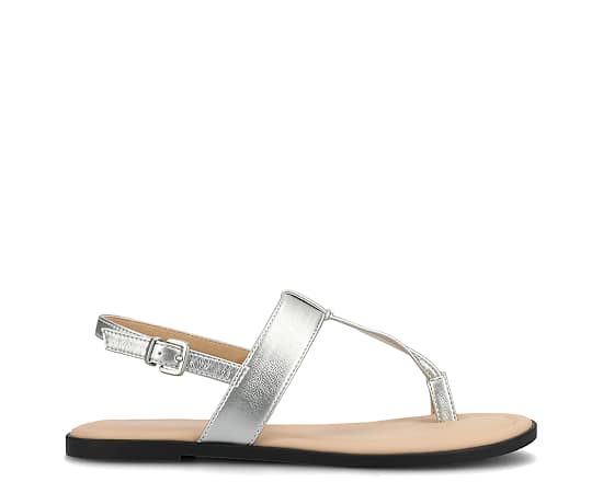 Journee Collection Womens Gerra Flat Sandals, 8 Medium, Silver