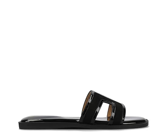Journee Collection Womens Primah Flat Sandals, 6 Medium, Black