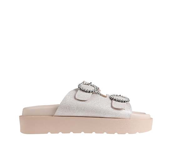 BEBE-WOMENS ARABELLA PLATFORM SLIDE SANDAL
