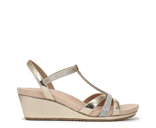 LifeStride Shoes Mimosa Wedge Sandal (Gold Metallic Faux Leather) 12.0 W
