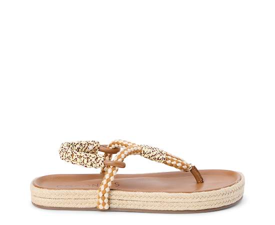 COCONUTS BY Matisse Womens Celia T-Strap Flat Sandals, 9 Medium, Beige