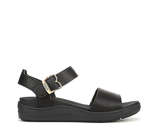 Dr. Scholl's Women's Time Off Sky Sport Wedge Sandals - Black/Black Faux Leather
