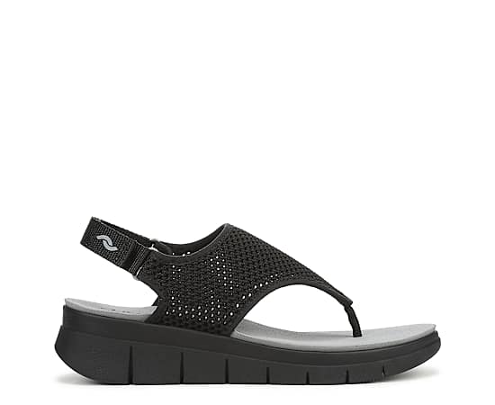 Ryka Women's Epic Round Toe Thong Sandals - Black Mesh