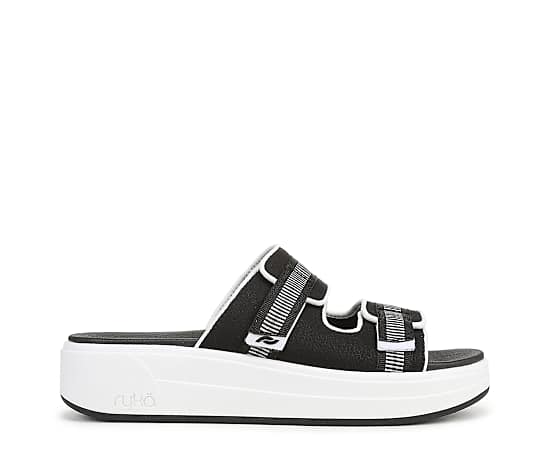 Ryka Viv Slide Sandal Black Fabric 9.5 M Slip On