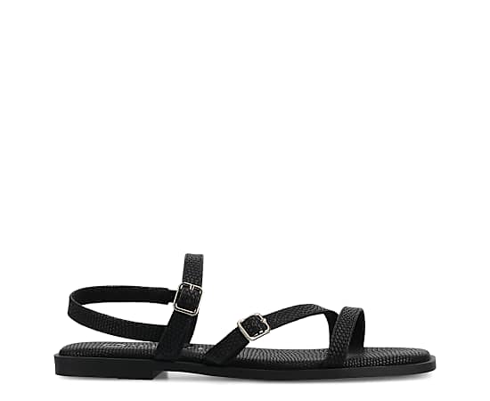 Journee Collection Womens Slingback Strap Flat Sandals, 12 Medium, Black